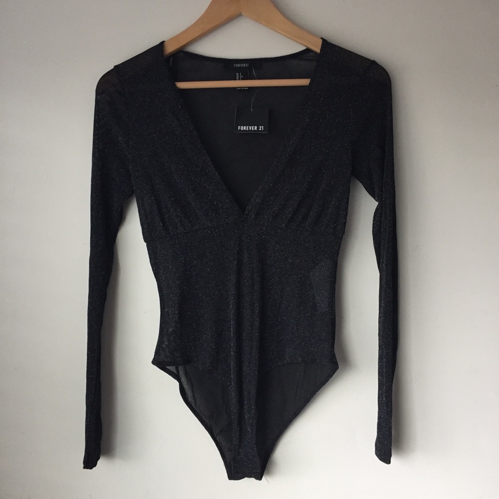 Forever 21 Shimmer Mesh Bodysuit (pair with skirt)